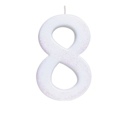 [5863] VELA ANIVERSÁRIO BRANCA Nº8